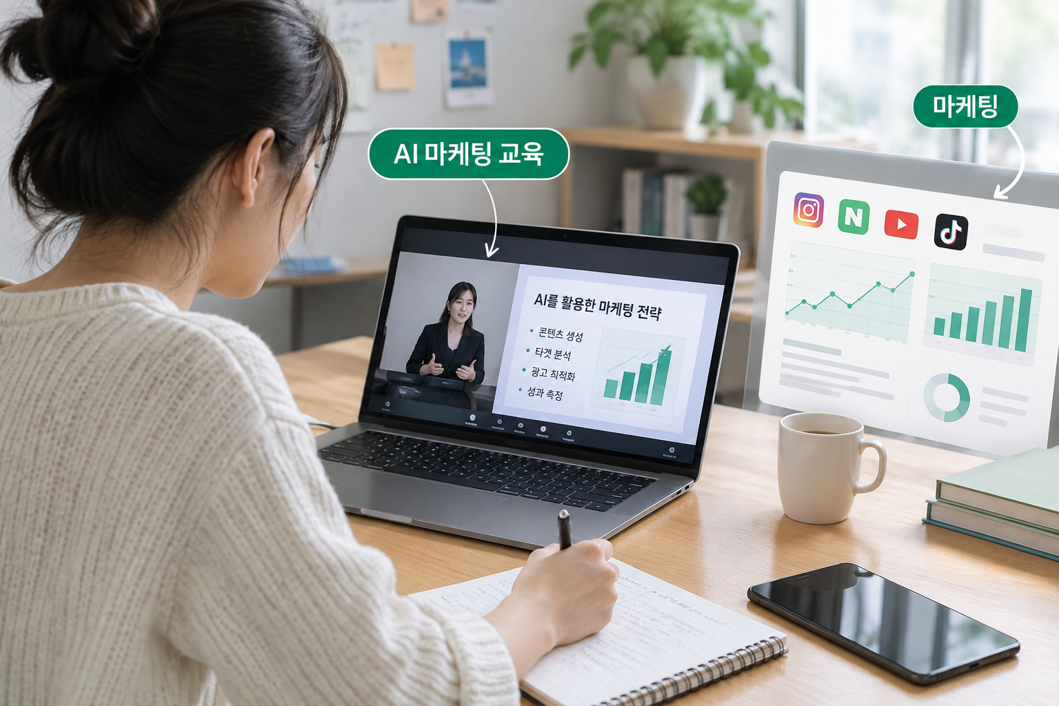AI 마케팅 교육 4주 과정 커리큘럼을 주차별 산출물과 확인 기준으로 정리한 내용을 담은 표지